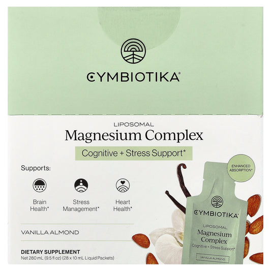 Cymbiotika, Liposomal Magnesium Complex, Vanilla Almond, 28 Liquid Packets, 0.3 fl oz (10 ml) Each