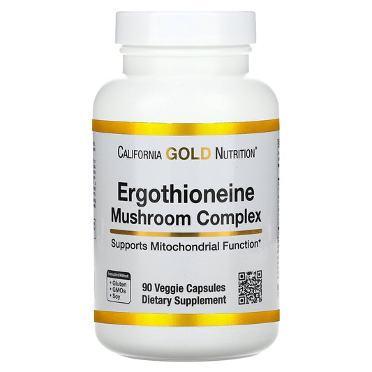 California Gold Nutrition, Ergothioneine Mushroom Complex with Organic Maitake, Organic Oyster, Organic Lion's Mane Mushroom Extracts and L-Ergothioneine, 90 Veggie Capsules