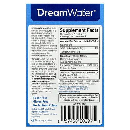 Dream Water, Original Sleep Powder with SleepStat™ Blend, Snoozeberry, 10 Stick Packs, 0.1 oz (3 g) Each