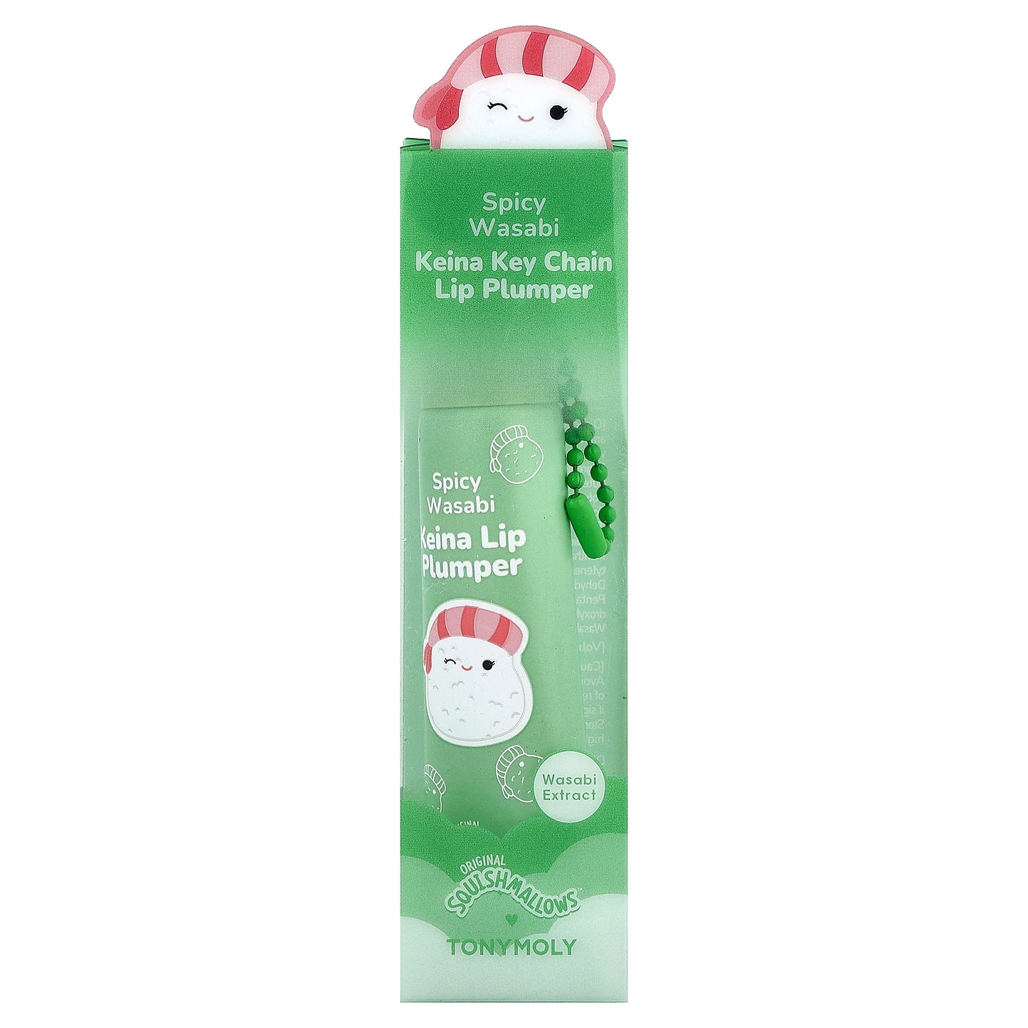 TonyMoly, Original Squishmallows™, Keina Key Chain Lip Plumper, Spicy Wasabi, 11 g