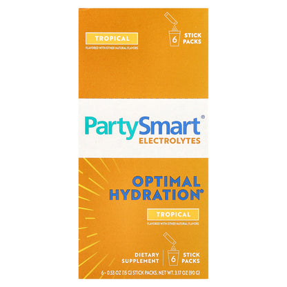 Himalaya, PartySmart® Electrolytes, Tropical, 6 Stick Packs, 0.53 oz (15 g) Each