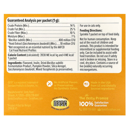 Zesty Paws, Prebiotic Powder, For Cats, All Ages, Pumpkin, 30 Packets, 1 oz (30 g)