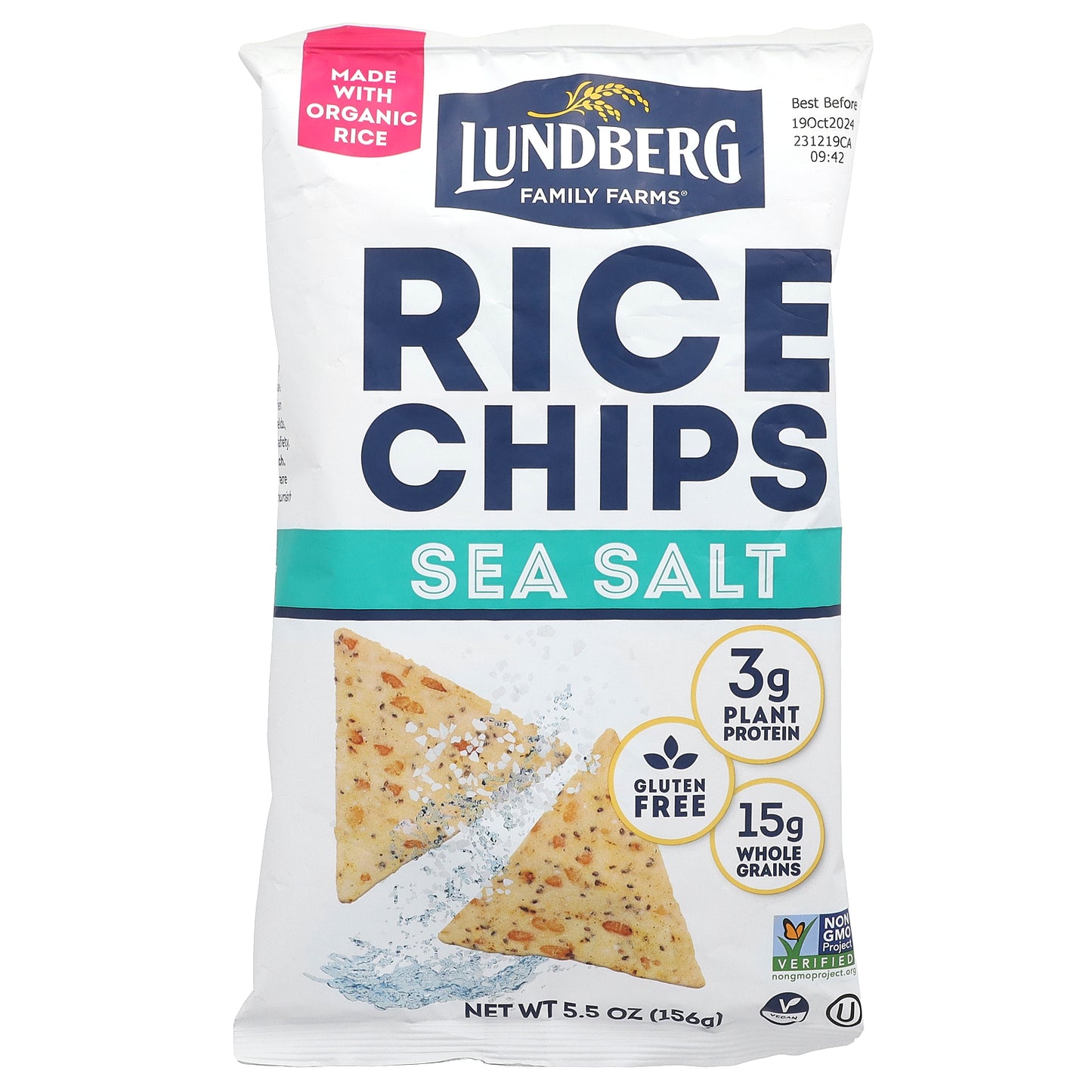 Lundberg, Rice Chips, Sea Salt, 5.5 oz (156 g)