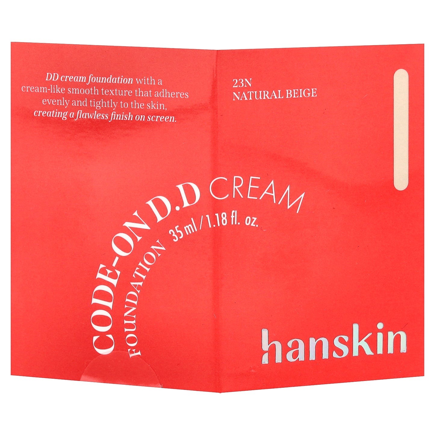 Hanskin, Code-On D.D Cream Foundation, 23N Natural Beige, 1.18 fl oz (35 ml)