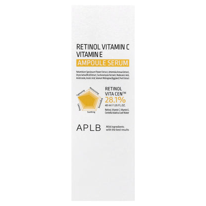 APLB, Retinol Vitamin C Vitamin E Ampoule Serum, 1.35 fl oz (40 ml)