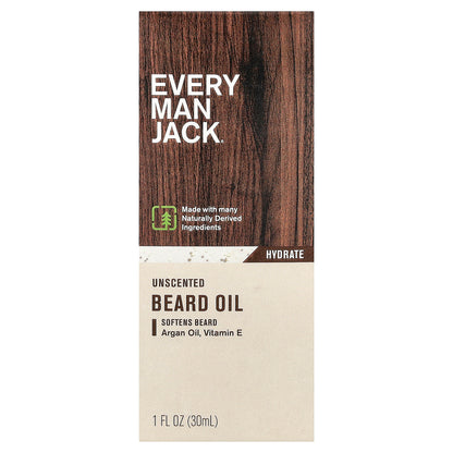Every Man Jack, Beard Oil, Unscented, 1 fl oz (30 ml)
