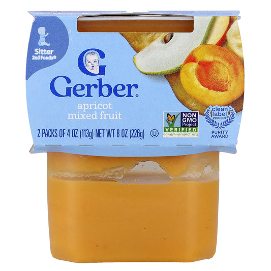 Gerber, Baby Food, 2nd Foods®, Apricot Mixed Fruit, 2 Packs, 4 oz (113 g) Each