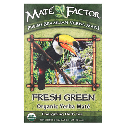 Mate Factor, Organic Yerba Mate, Fresh Green, 24 Tea Bags, 2.96 oz (84 g)