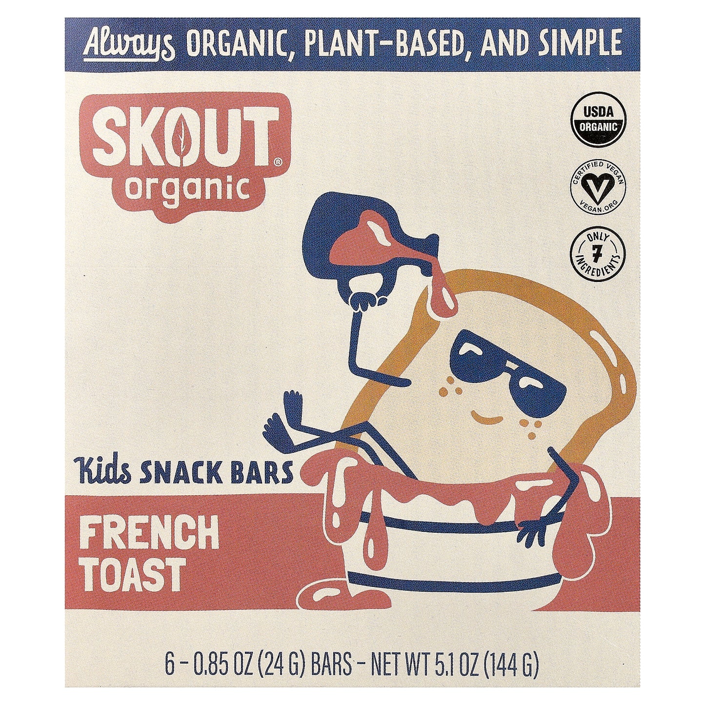 Skout Organic, Kids Snack Bars, French Toast, 6 Bars, 0.85 oz (24 g) Each
