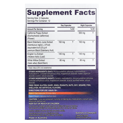 Sambucol, Black Elderberry, Day + Night Relief , 24 Capsules