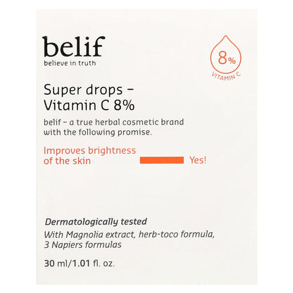 belif, Super Drops, Vitamin C 8%, 1.01 fl oz (30 ml)