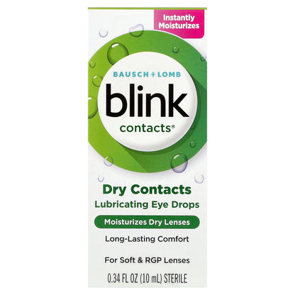 Baush+Lomb Blink, Blink Contacts®, Dry Contacts, Lubricating Eye Drops, 0.34 fl oz (10 ml)