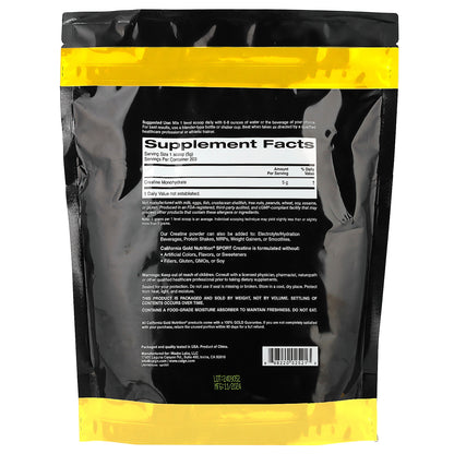 California Gold Nutrition, Sport, Pure Creatine Monohydrate, Unflavored, 2.2 lbs (1 kg)