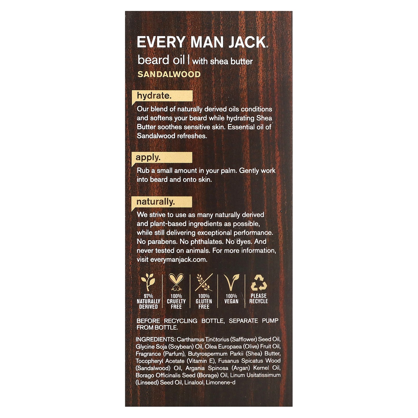 Every Man Jack, Hydrating Beard Oil with Shea Butter, Sandalwood, 1 fl oz (30 ml)