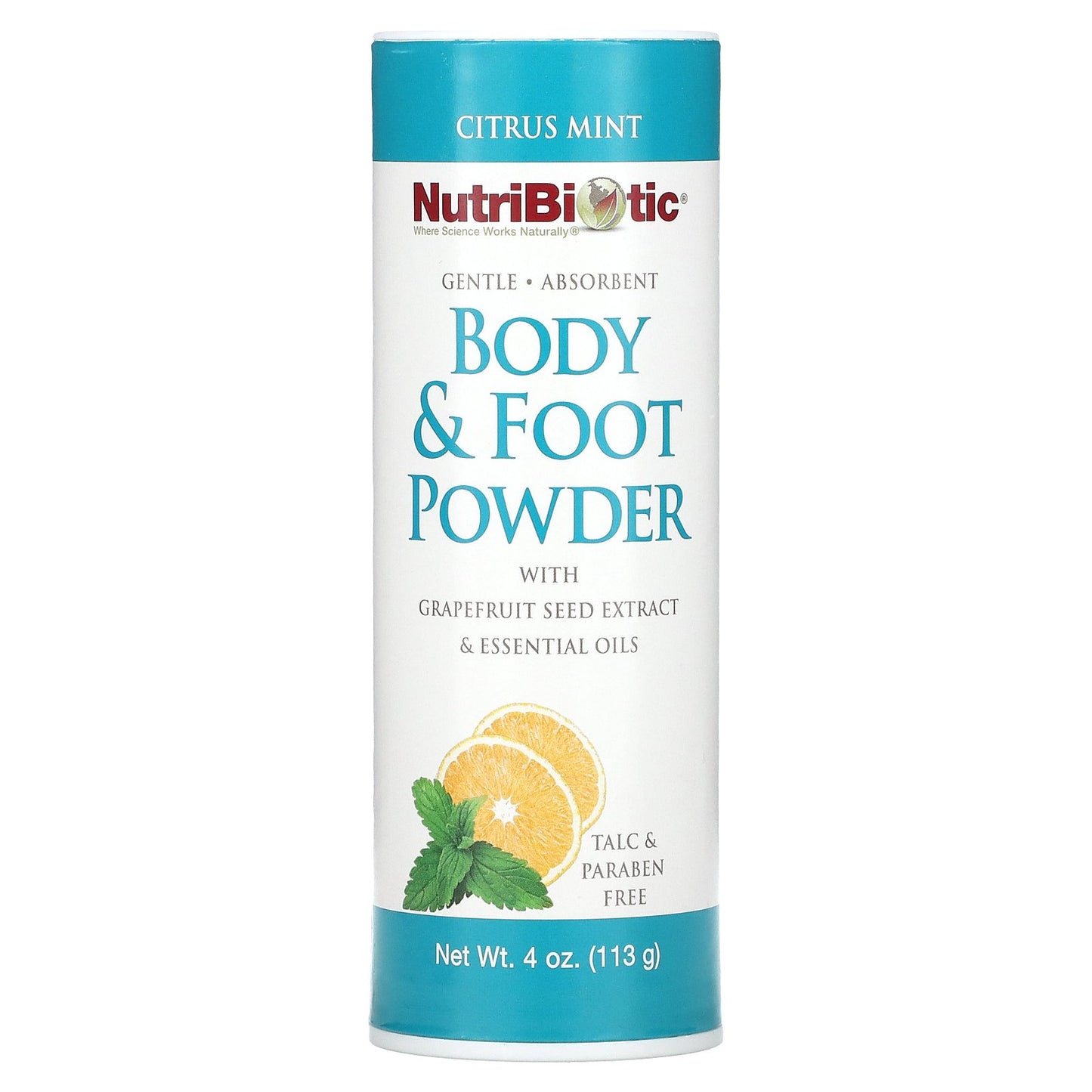 NutriBiotic, Body & Foot Powder with Grapefruit Seed Extract & Essential Oils, Citrus Mint, 4 oz (113 g)