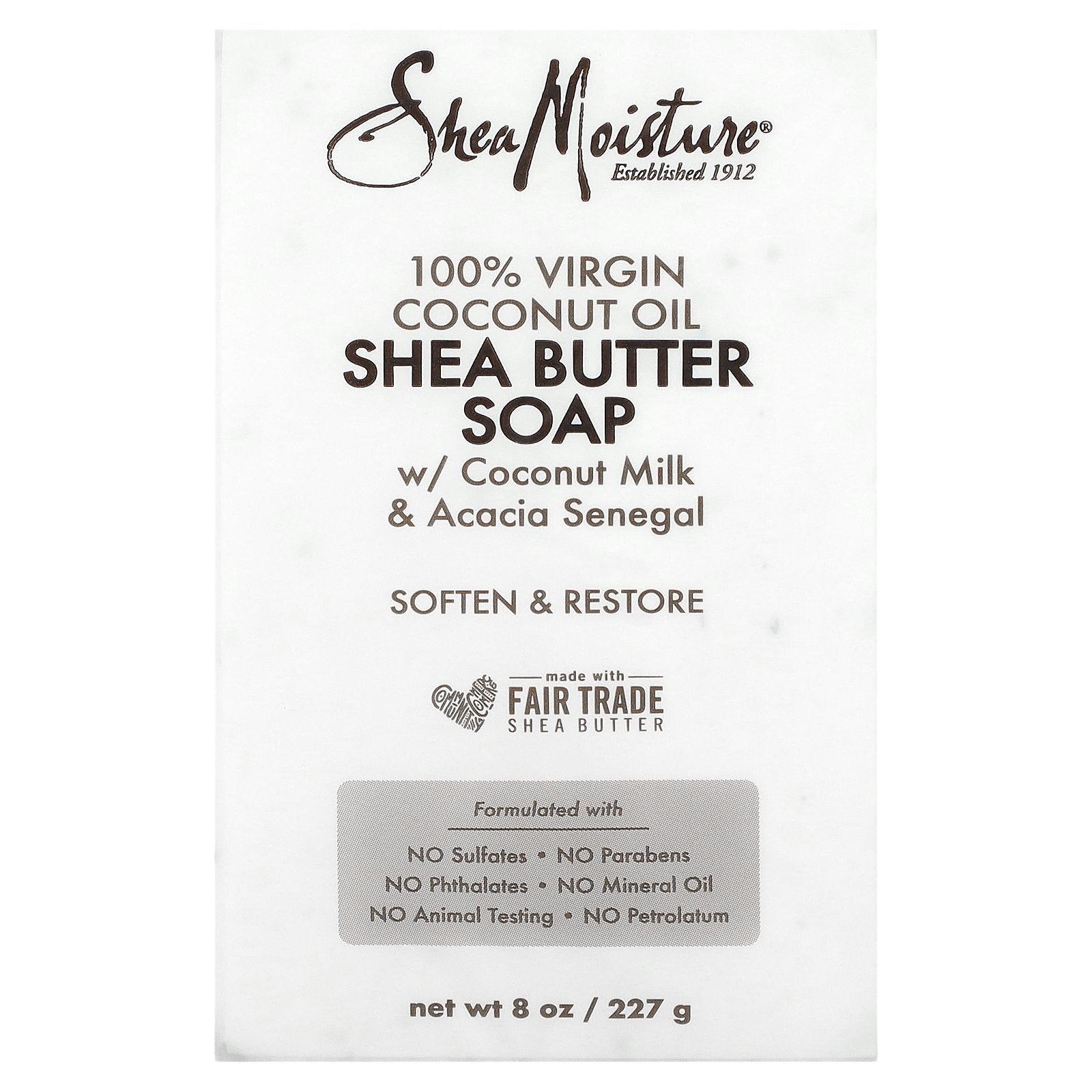 SheaMoisture, 100% Virgin Coconut Oil Shea Butter Soap, 8 oz (227 g)