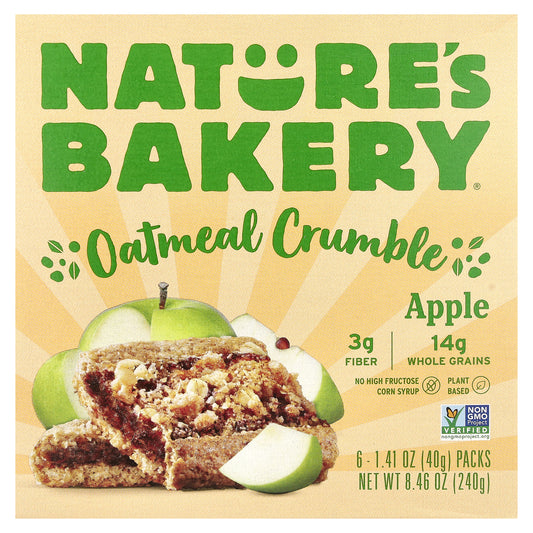 Nature's Bakery, Oatmeal Crumble, Apple, 6 Packs, 1.41 oz (40 g) Each