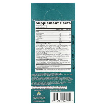 Ancient Nutrition, Organic Super Greens, Berry, 16 On-The-Go Stick Packs, 0.3 oz (7.5 g) Each