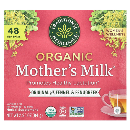 Traditional Medicinals, Organic Mother's Milk®, Original with Fennel & Fenugreek, Caffeine Free, 48 Wrapped Tea Bags, 2.96 oz (84 g)