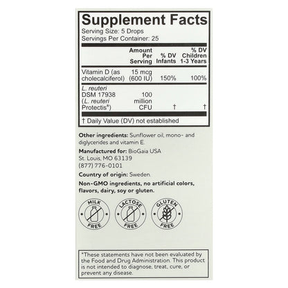 BioGaia, Protectis Baby, Immune Active Probiotic Drops, 0-36 Months, 0.17 fl oz (5 ml)