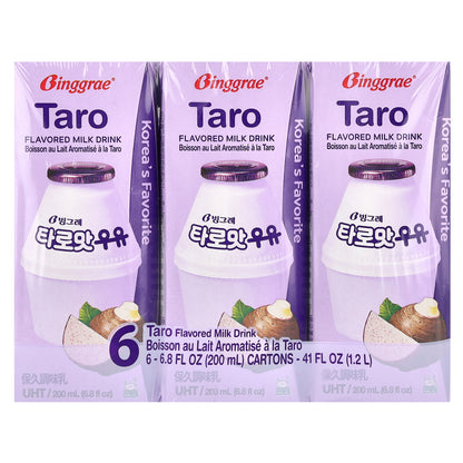 Binggrae, Flavored Milk Drink, Taro, 6 Cartons, 6.8 fl oz (200 ml) Each