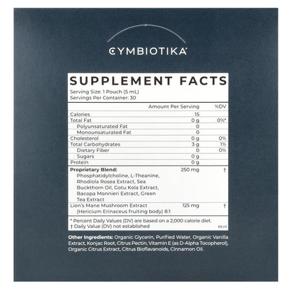Cymbiotika, Golden Mind, Brain Health, Vanilla Chai, 30 Pouches, 5 ml Each