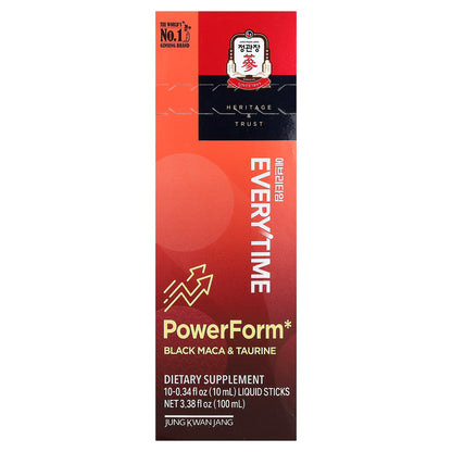 JungKwanJang, Everytime PowerForm, Black Maca & Taurine, 10 Liquid Sticks, 0.34 fl oz (10 ml) Each