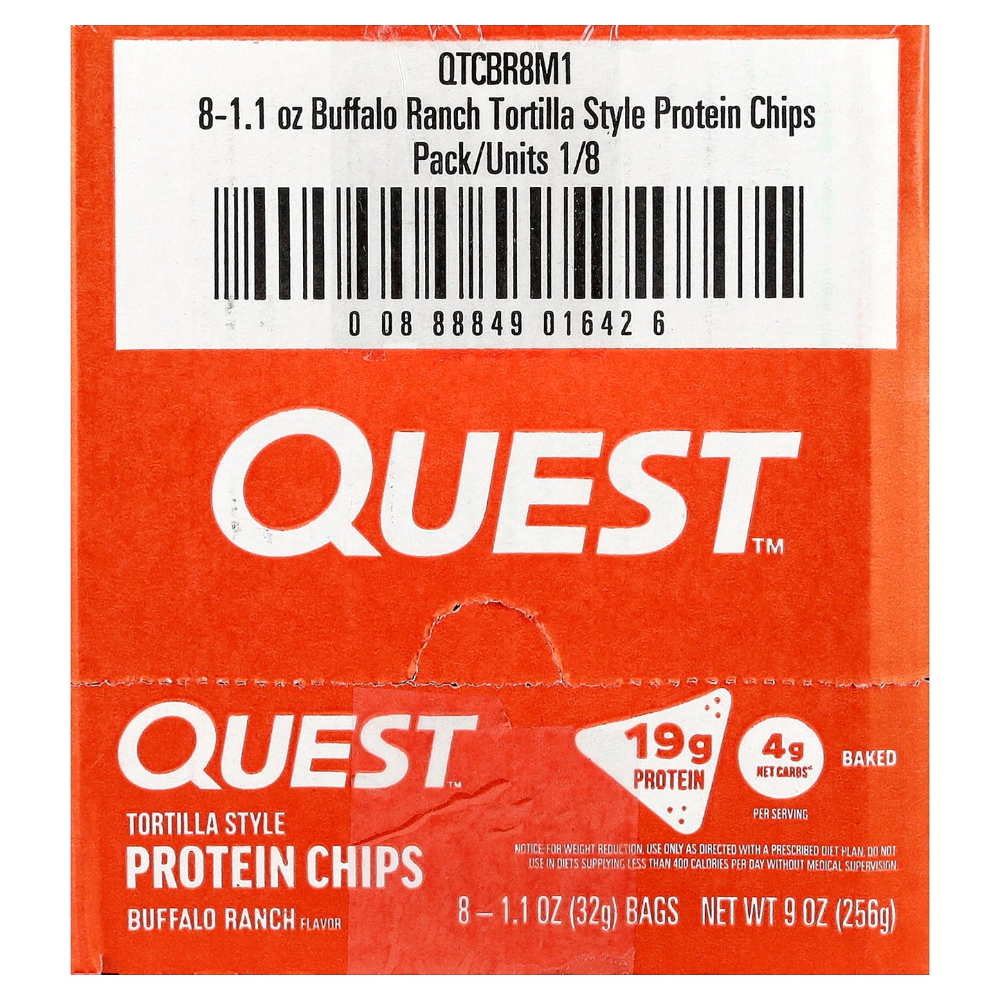 Quest Nutrition, Tortilla Style Protein Chips, Buffalo Ranch, 8 Bags, 1.1 oz (32 g) Each
