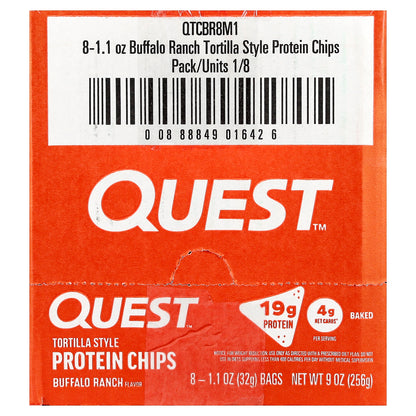 Quest Nutrition, Tortilla Style Protein Chips, Buffalo Ranch, 8 Bags, 1.1 oz (32 g) Each
