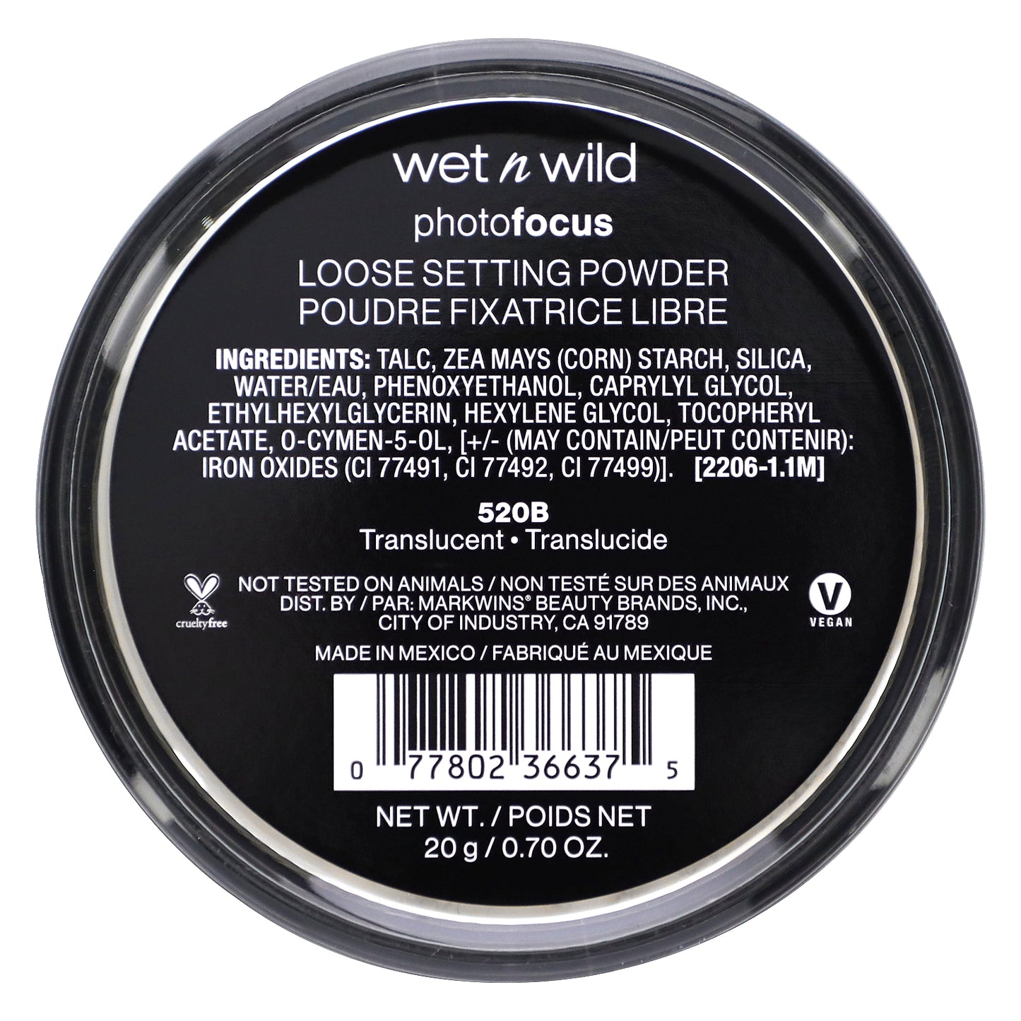 wet n wild, PhotoFocus™, Loose Setting Powder, 520B Translucent, 0.70 oz (20 g)