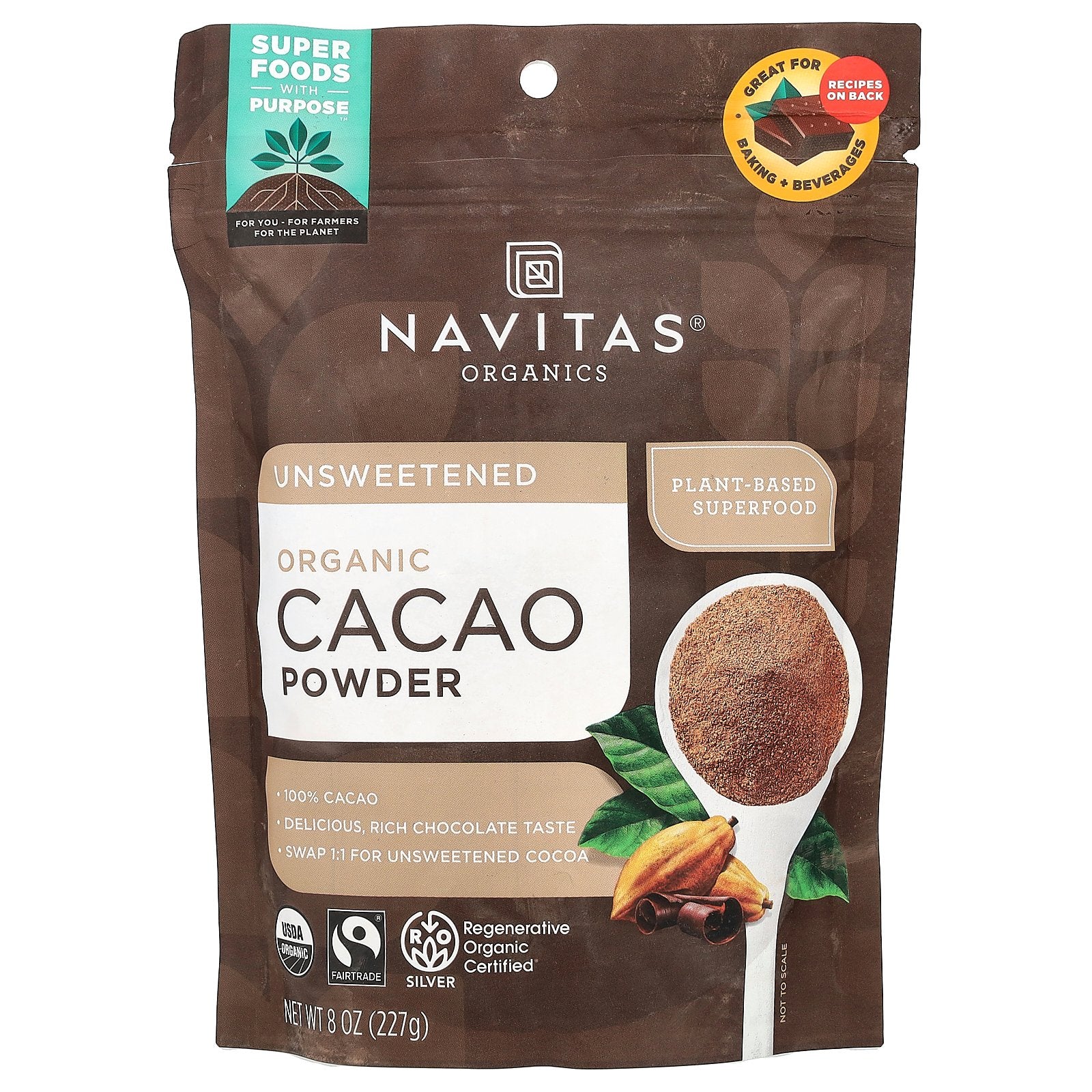 Navitas Organics, Organic Cacao Powder, Unsweetened, 8 oz (227 g)