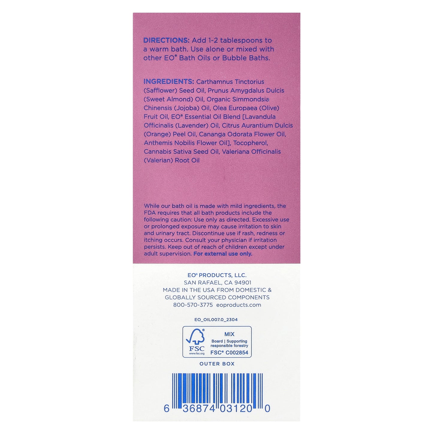 EO Products, Sweet Slumber Bath Oil, Relaxing Chamomile Lavender, 4 fl oz (118 ml)