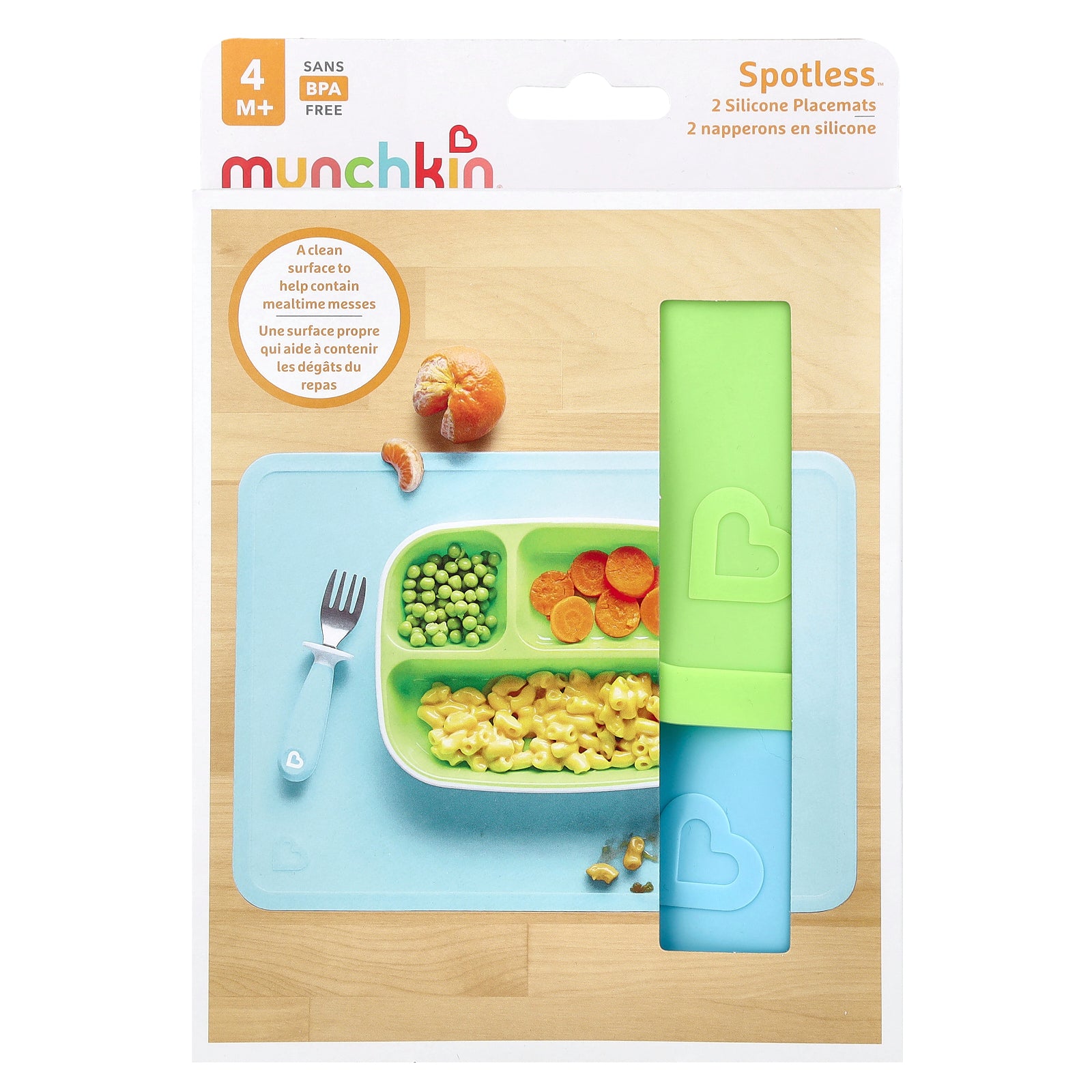 Munchkin, Spotless™, Silicone Placemats, 4 Months+, 2 Count