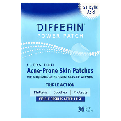 Differin, Power Patch, Ultra-Thin Acne-Prone Skin Patches, 36 Clear Patches