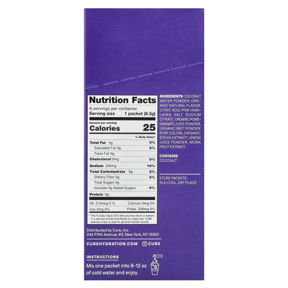 Cure Hydration, Kids, Electrolyte Drink Mix, Mixed Berry, 6 Packets, 0.29 oz (8.3 g) Each