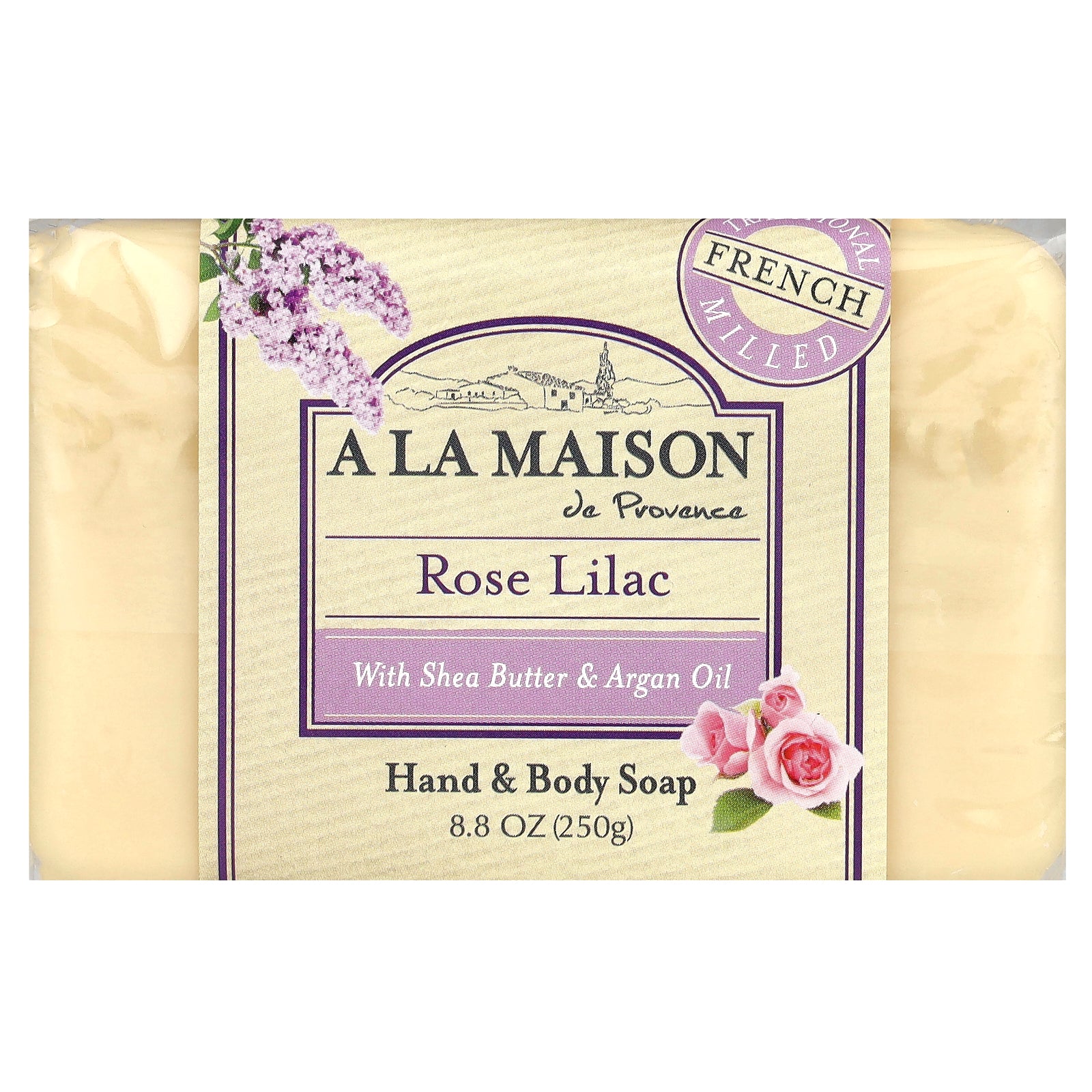 A La Maison de Provence, Hand & Body Bar Soap, Rose Lilac, 8.8 oz (250 g)