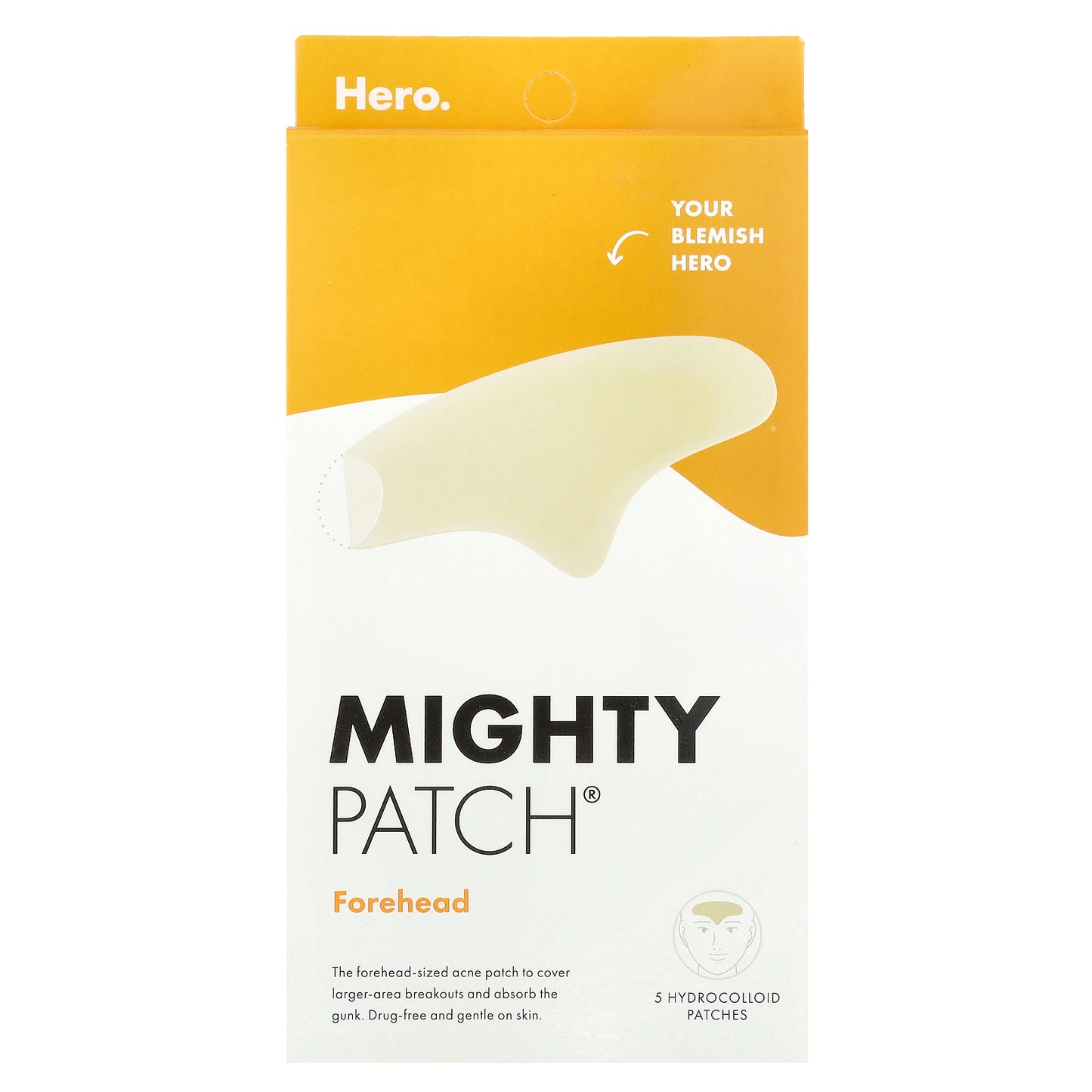 Hero Cosmetics, Mighty Patch® Forehead, 5 Hydrocolloid Patches