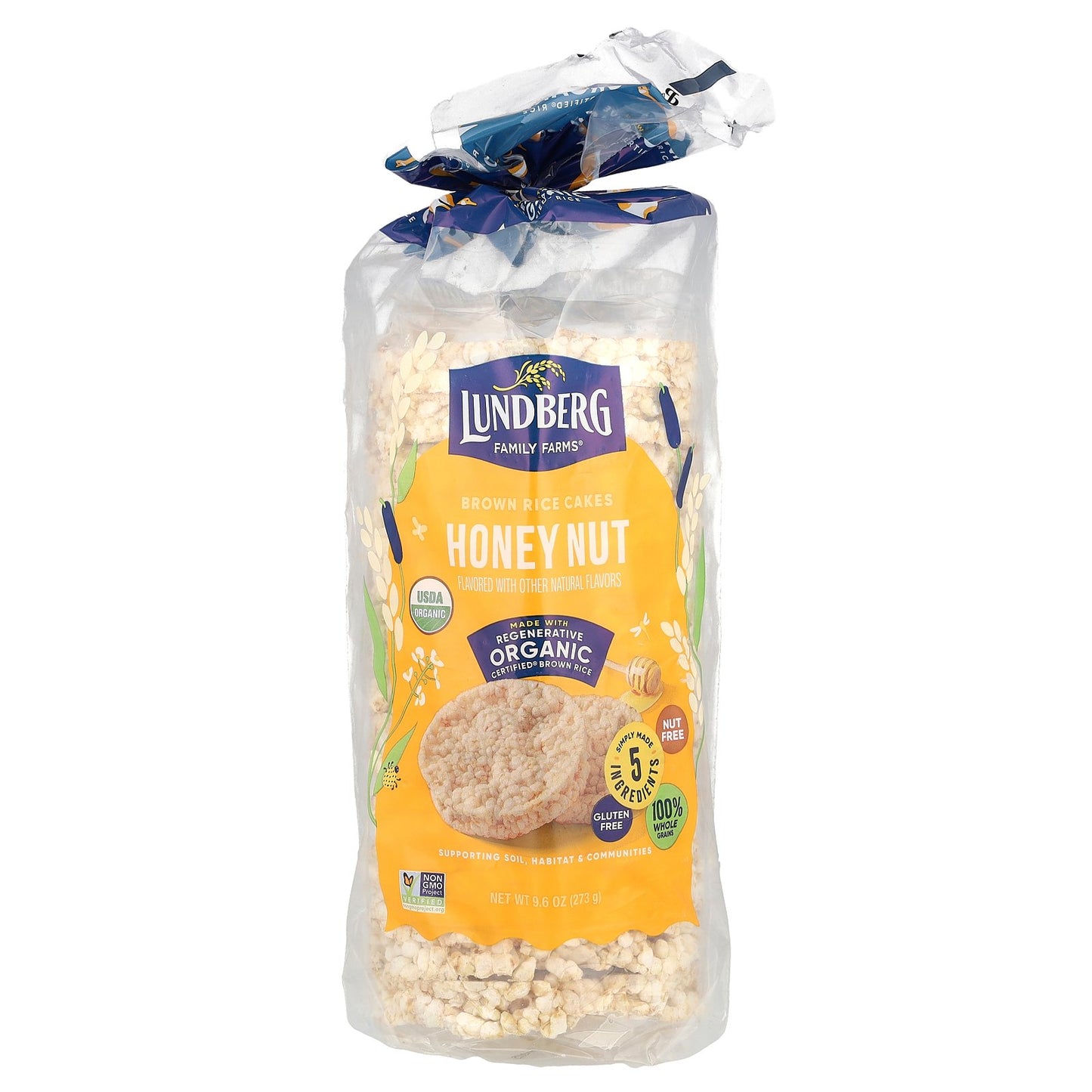 Lundberg, Organic Brown Rice Cakes, Honey Nut, 9.6 oz (273 g)