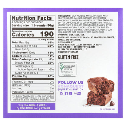 Quest Nutrition, Bake Shop Brownies, Chocolate, 4 Brownies, 1.98 oz (56 g) Each