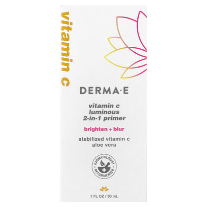 DERMA E, Vitamin C Luminous 2-in-1 Primer, For All Skin Types, 1 fl oz (30 ml)