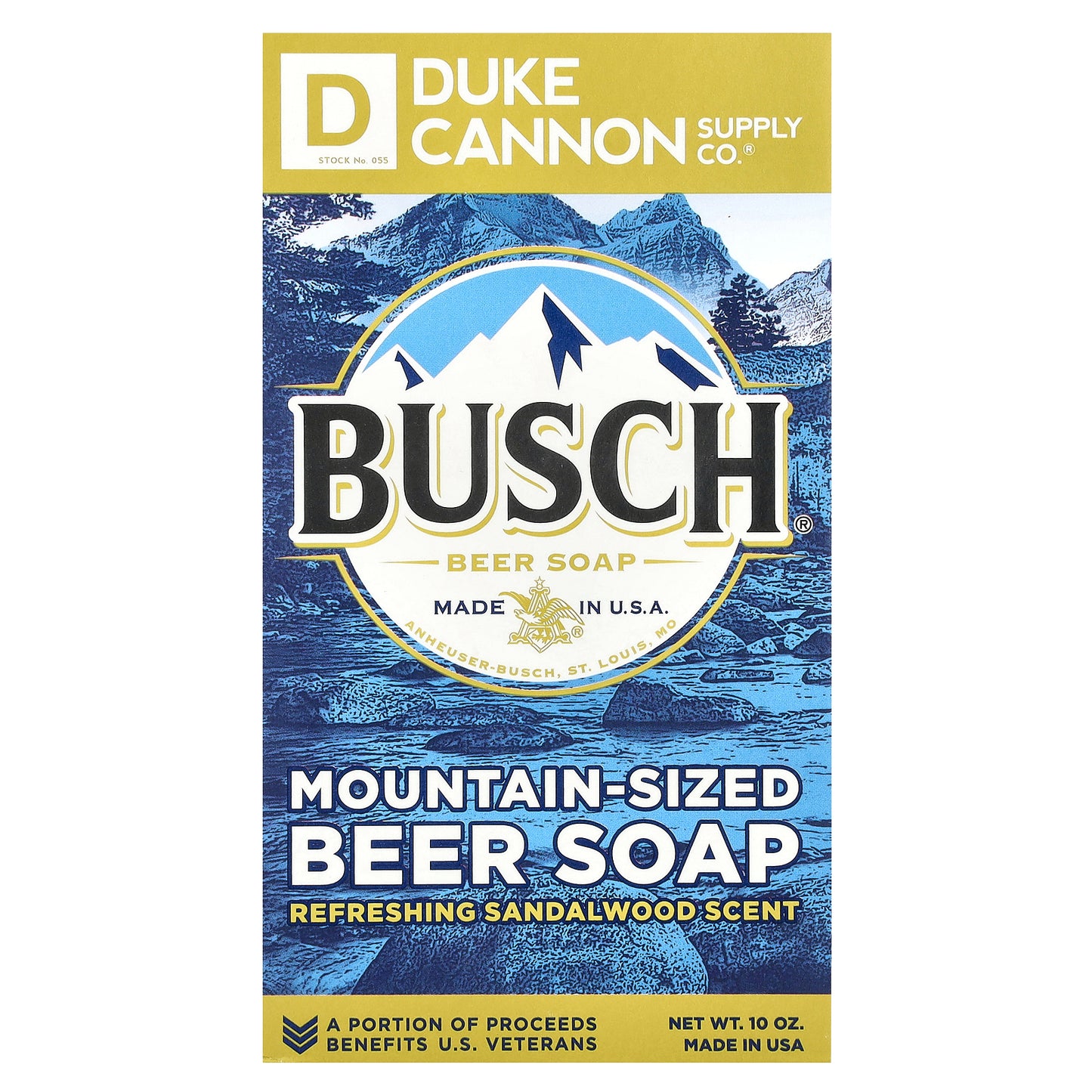 Duke Cannon Supply Co., Busch® Mountain-Sized Beer Bar Soap, Refreshing Sandalwood, 10 oz