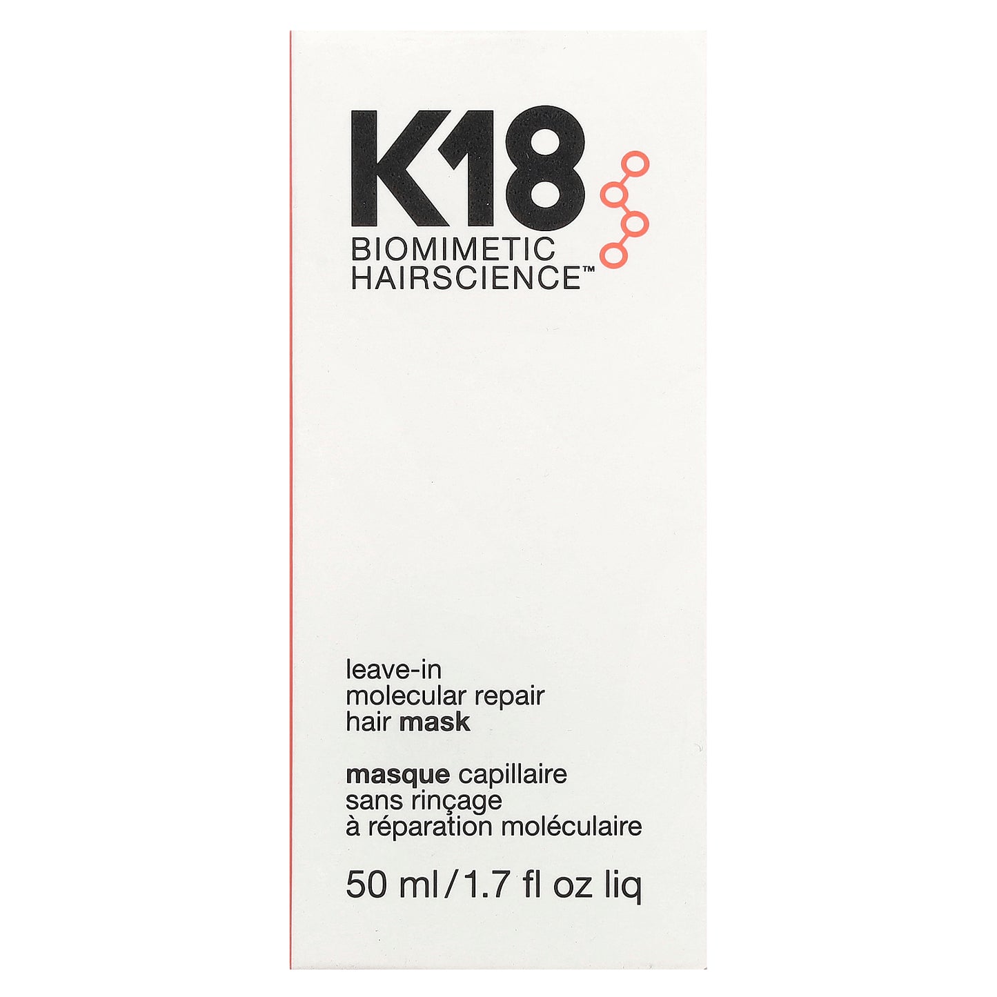K18, Biomimetic HairScience™, Leave-In Molecular Repair Hair Mask, 1.7 fl oz (50 ml)