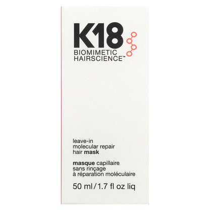 K18, Biomimetic HairScience™, Leave-In Molecular Repair Hair Mask, 1.7 fl oz (50 ml)