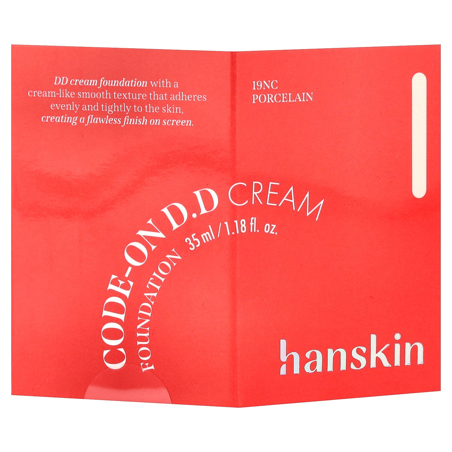Hanskin, Code-On D.D Cream Foundation, 19NC Porcelain, 1.18 fl oz (35 ml)