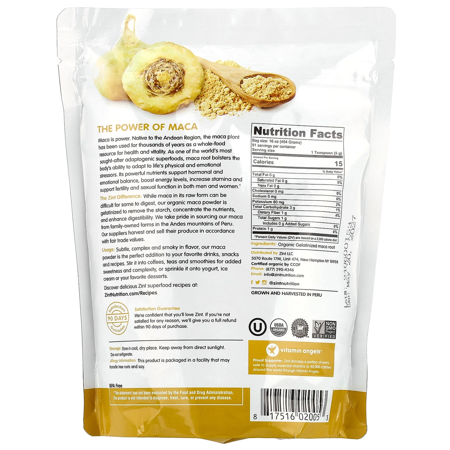 Zint, Organic Gelatinized Maca Powder, 16 oz (454 g)