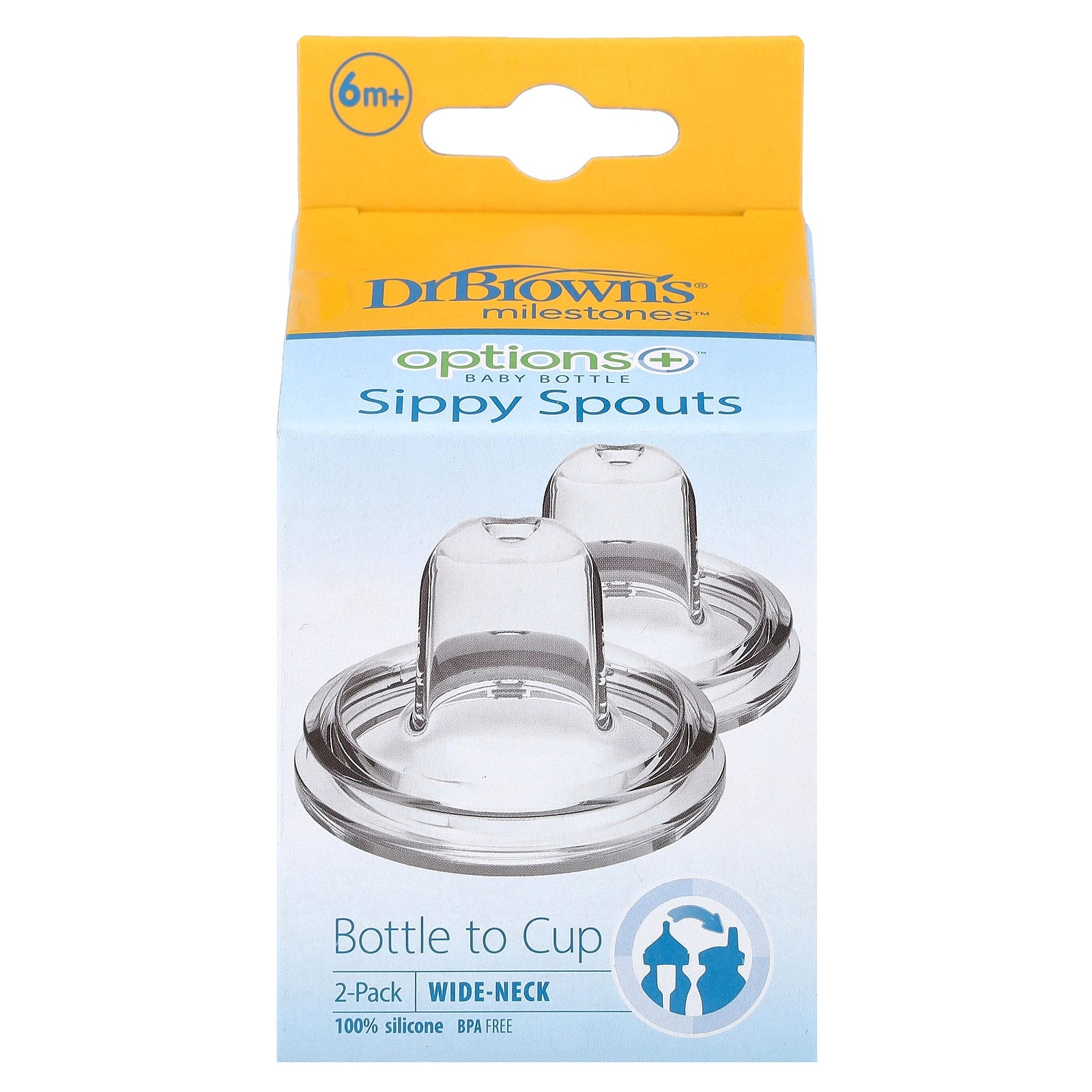 Dr. Brown's, Options+™ Baby Bottle, Sippy Spouts, 6 Months +, 2 Pack