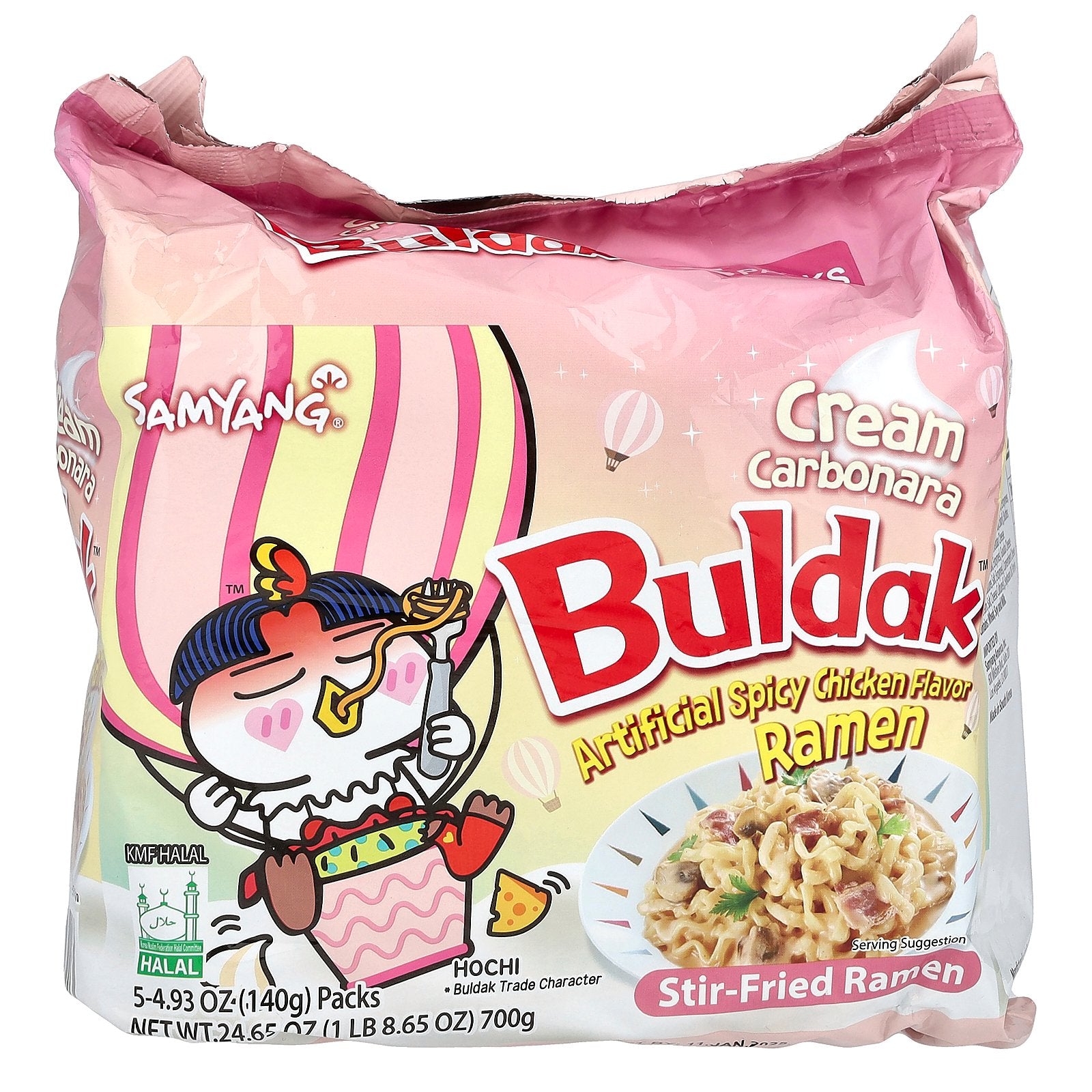 Buldak, Buldak™, Stir-Fried Ramen, Spicy Chicken, Cream Carbonara, 5 Packs, 4.93 oz (140 g) Each