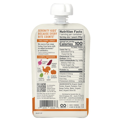 Serenity Kids, Free Range Turkey with Sweet Potato, Pumpkin, & Beet, 6+ Months,  3.5 oz (99 g)