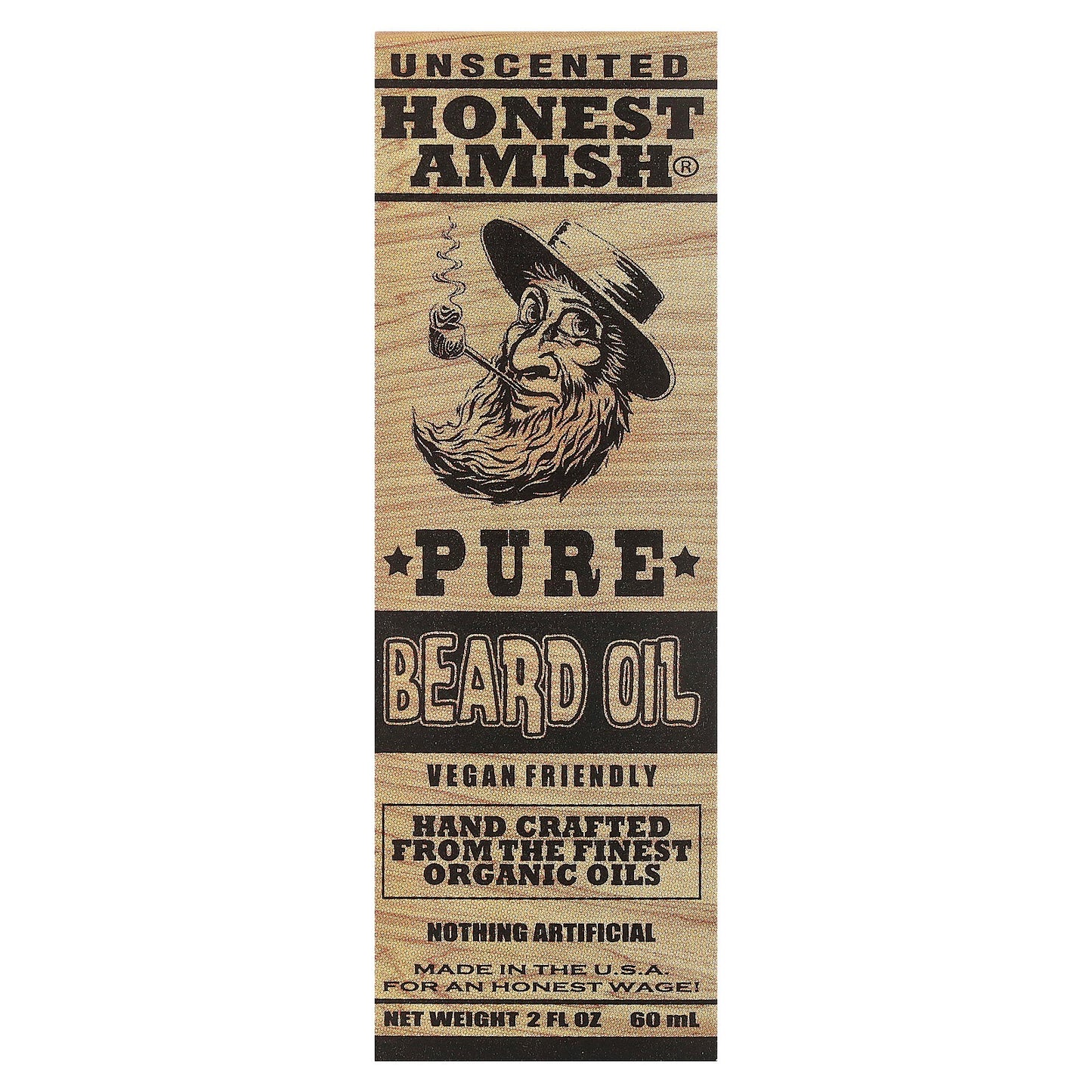 Honest Amish, Pure Beard Oil, Unscented, 2 fl oz (60 ml)