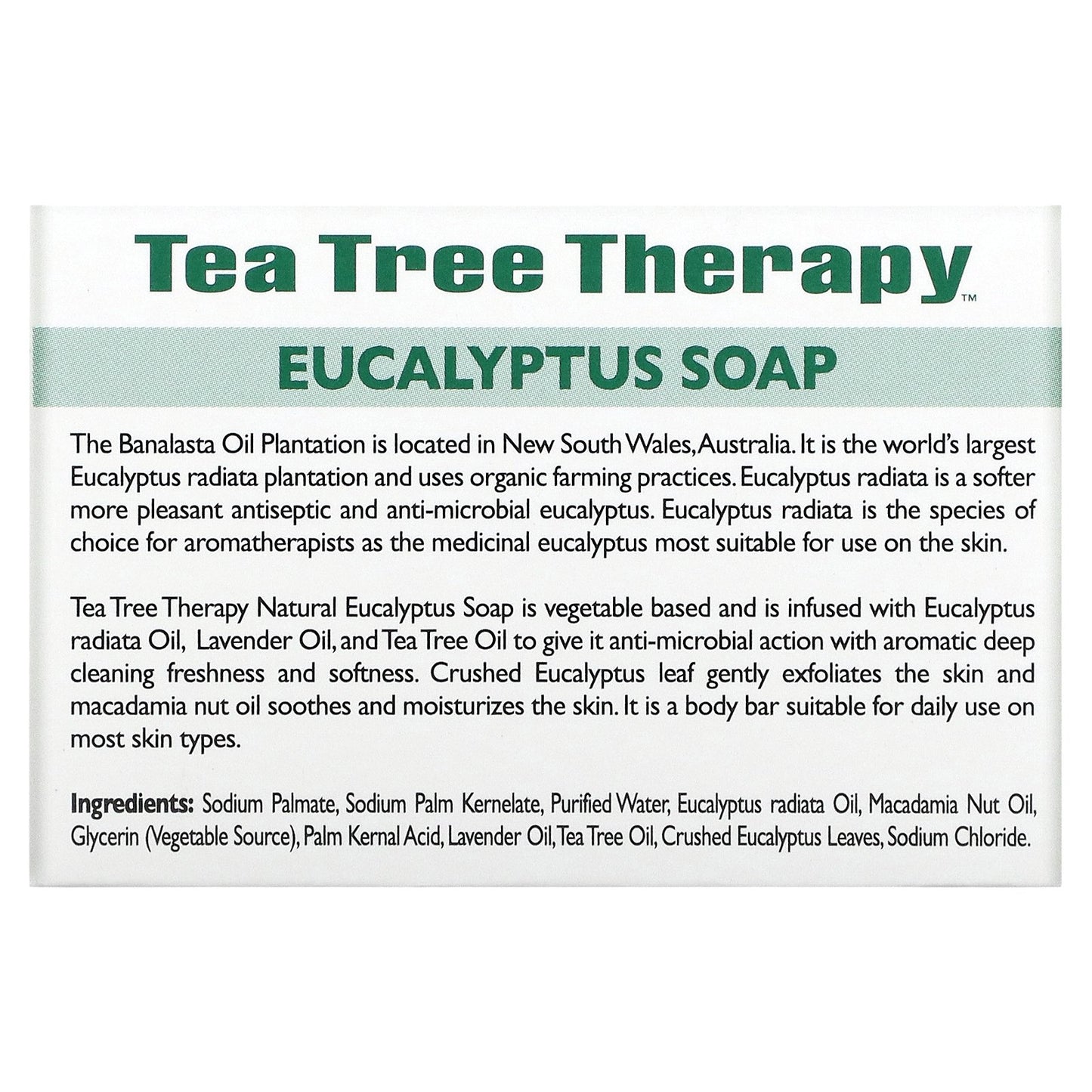 Tea Tree Therapy, Eucalyptus Bar Soap, 3.5 oz (99.2 g)